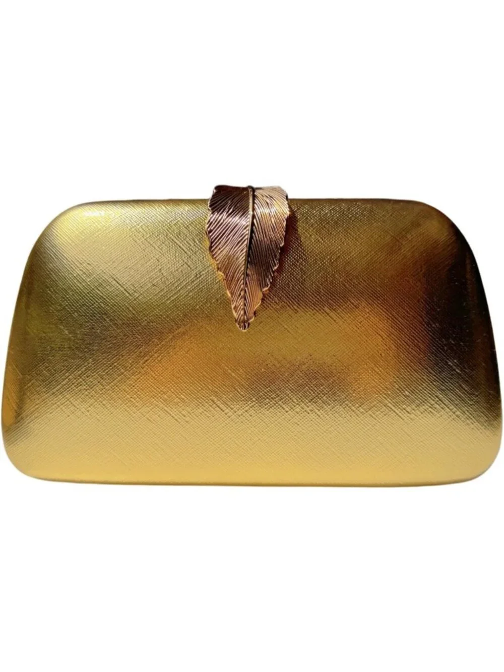👜Women's Gold Banquet Bag Dinner Elegant Clutch With Metallic Leaves Clasp